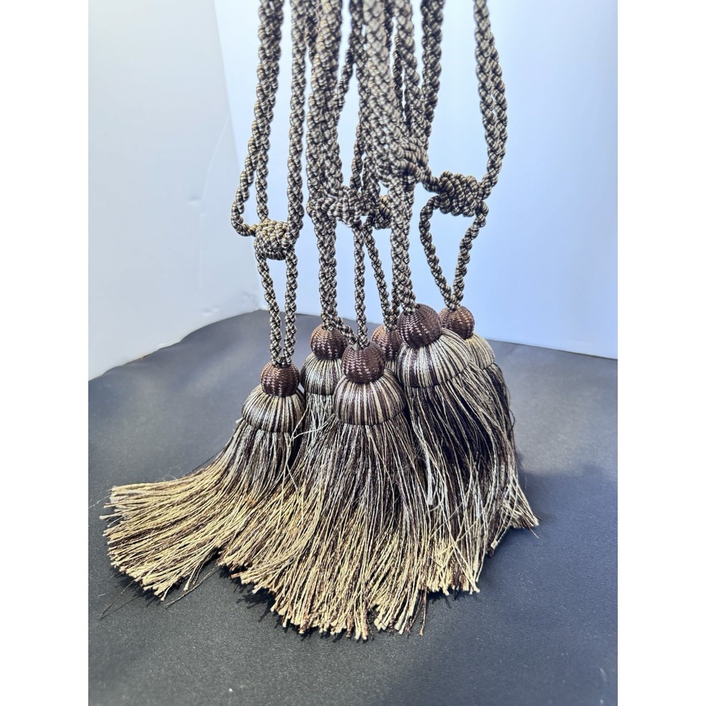 6 individual vintage tassels with knot Gold - Picture 2 of 4